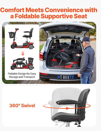 Vevor Scaun cu Rotile Scooter Pliabil CXZDZXCHS3L2EEAFH001V2 Roșu