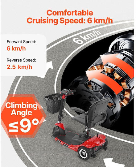 Vevor Scaun cu Rotile Scooter Pliabil CXZDZXCHS3L2EEAFH001V2 Roșu