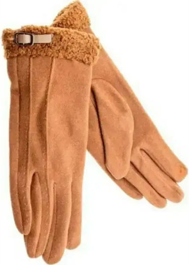 Frauen Set mit Beanie Gestrickt in Braun Farbe