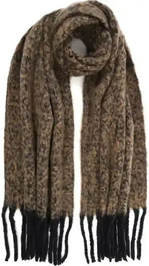 Frauen Set mit Beanie Gestrickt in Braun Farbe