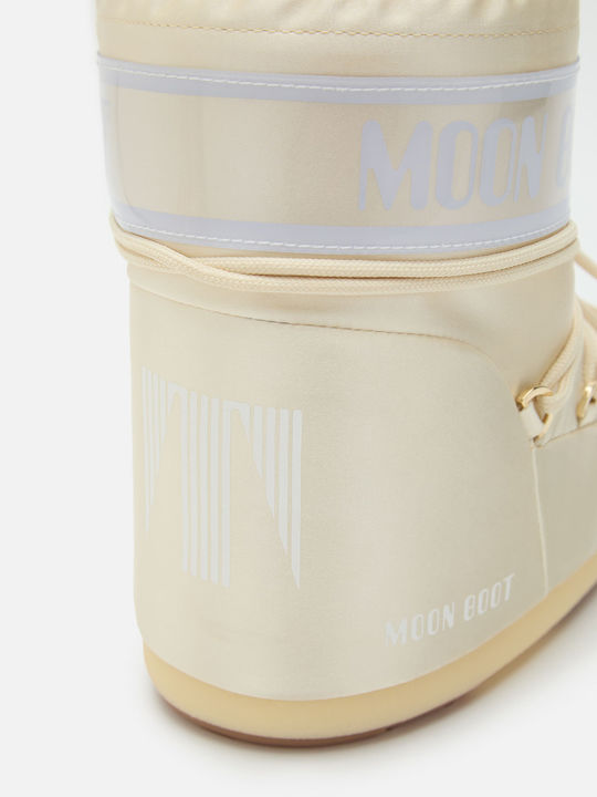 Synthetic Leather Snow Boots with Laces Icon Low Beige