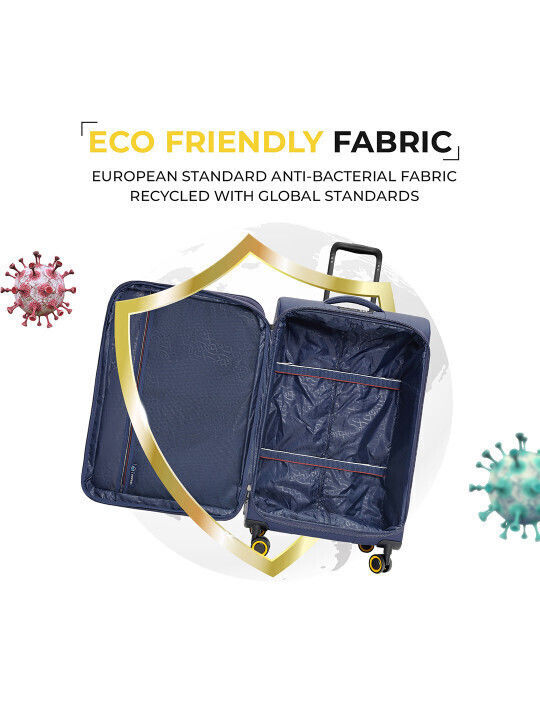 Verage Medium Travel Suitcase Fabric Blue with 4 Wheels Height 68cm
