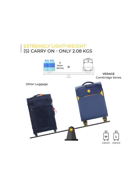 Verage Medium Travel Suitcase Fabric Blue with 4 Wheels Height 68cm