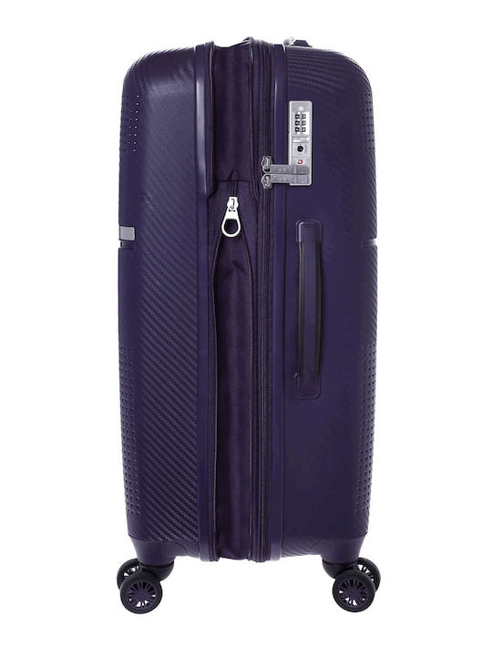 Stelxis Medium Travel Suitcase Hard Purple with 4 Wheels Height 68cm