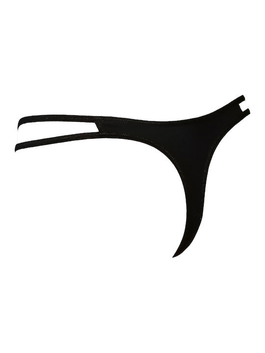 Γυναικείο String με Δαντέλα Μαυρο