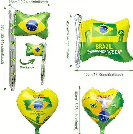 Set of 8 Yellow Green Balloons Brazil Theme