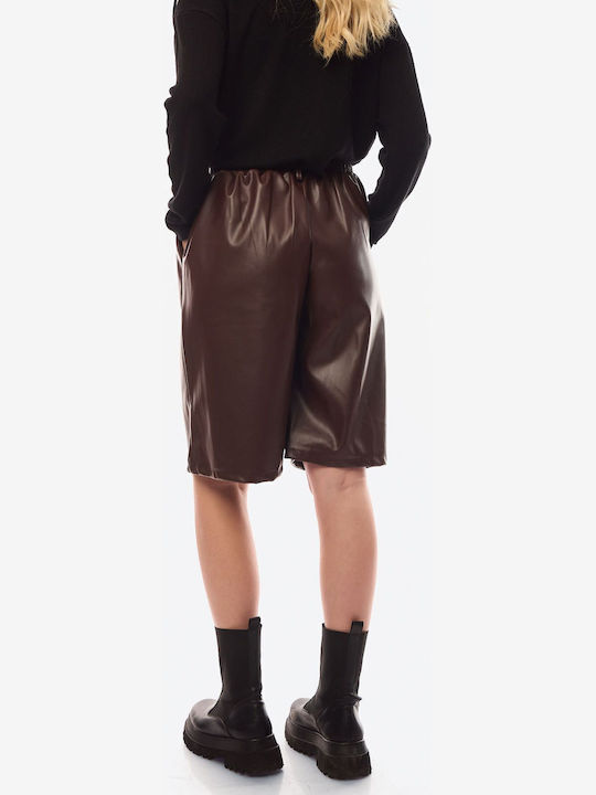 De Damă Din piele Short întreg Brown
