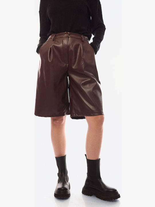 De Damă Din piele Short întreg Brown