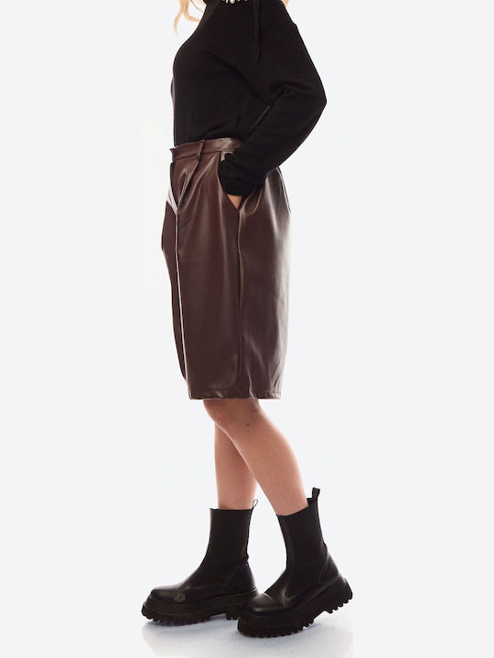 De Damă Din piele Short întreg Brown