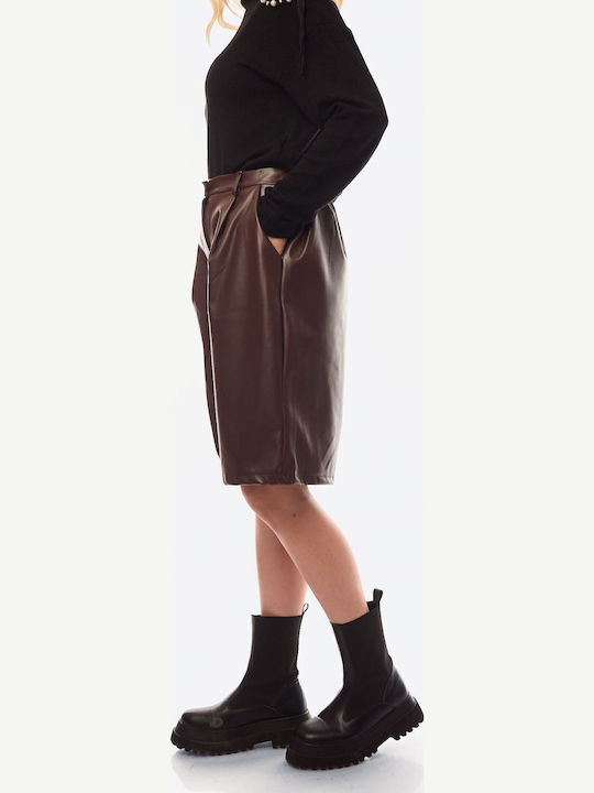 De Damă Din piele Short întreg Brown