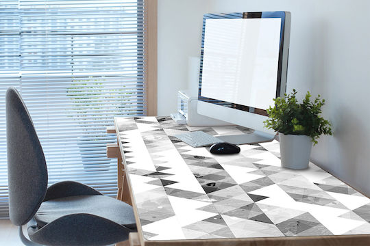 Διακοσμητικό Πατάκι Γραφείου Home Office Σχέδιο Γκρίζων Τριγώνων 120x60 Cm