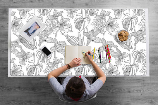 Διακοσμητικό Πατάκι Γραφείου Home Office Σκίτσα Λουλουδιών 100x50 Cm
