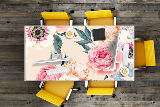 Decorative Protective Desk Pad Home Office Flowers Pastel 100x50 Cm