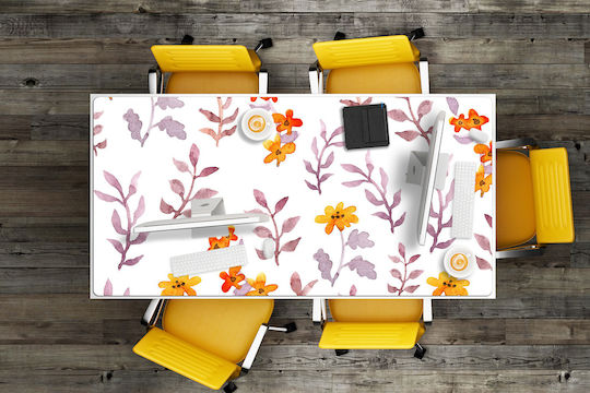 Dekorative Schreibtischunterlage Home Office Mit Gemalten Blumen 100x50 Cm