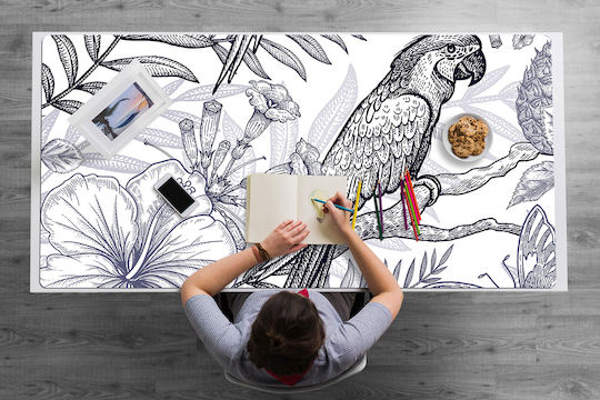 Decorativ Protecție Birou Home Office Schiță Papagal 100x50 Cm