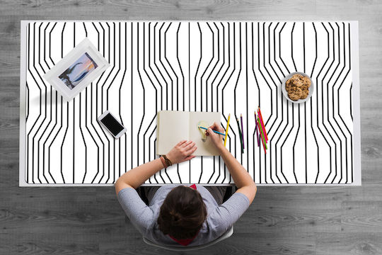 Covoraș Decorativ Vinyl pentru Birou Iluzie Geometrică 100x50 Cm