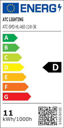 ATC LED Bulb 11W 110mm For E27 Socket And A60 Shape Warm White 1520lm