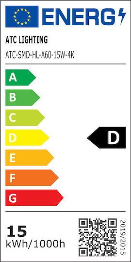 ATC LED Glühbirne 15W 123mm für E27 Fassung und Form A60 Naturweiß 2100lm