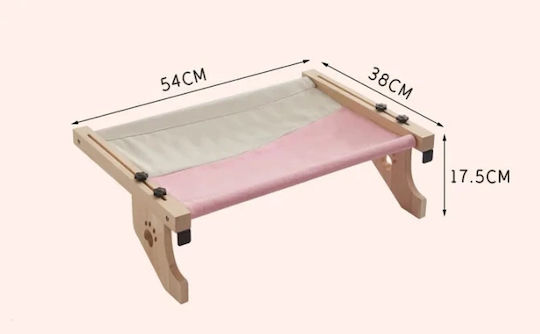 Cat Hammock – Adjustable Wooden Base Bed – L55xW38xH17.5cm – Fabric Nylon – Gray