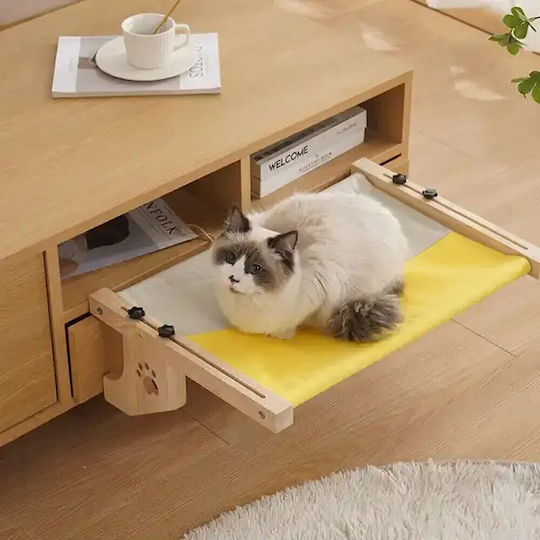 Cat Hammock – Adjustable Wooden Base Bed – L55xW38xH17.5cm – Fabric Nylon – Gray