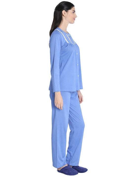 Jeannette Lingerie Winter Women's Pyjama Set Light Blue