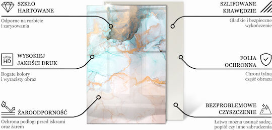 Protective Tempered Glass Floor Abstract Cloud Shapes 60x40 Cm