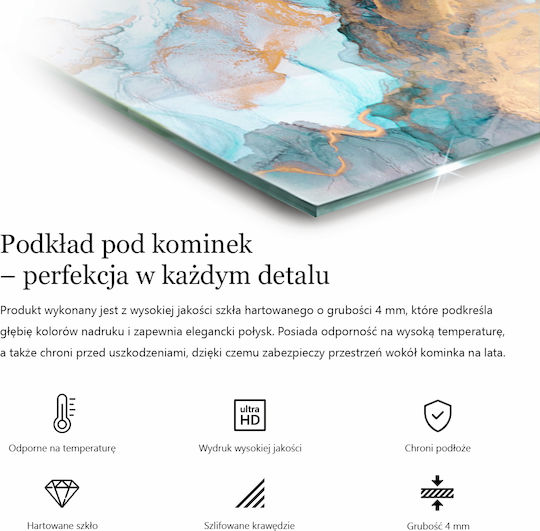 Protective Tempered Glass Floor Abstract Cloud Shapes 60x40 Cm