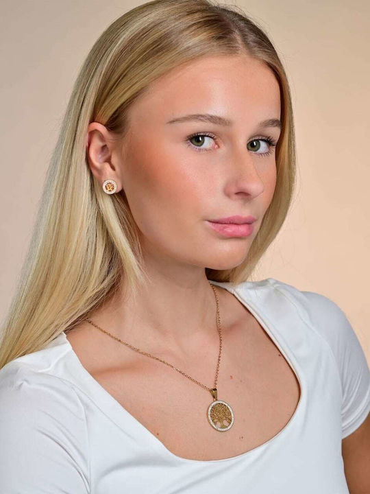 Akzent Set with Necklace & Earrings from Steel with Stones