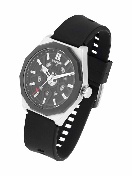 Raptor Men's Watch Battery with Black Rubber Strap