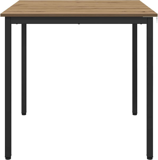 Artisan Dining Room Table Wooden with Metal Frame Brown 80x80x75cm
