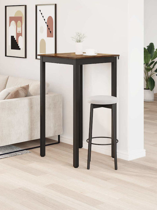 Table Dining Room Wooden with Metal Frame Gray 60x60x105cm