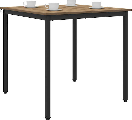 Artisan Dining Room Table Wooden with Metal Frame Brown 80x80x75cm