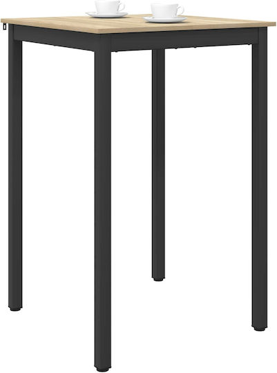 Table Dining Room Wooden with Metal Frame Gray 70x70x105cm