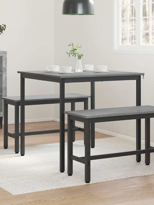 Table Dining Room Wooden with Metal Frame Gray 80x80x75cm