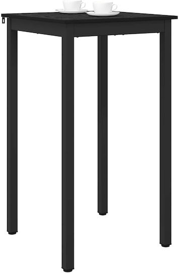 Bar Table Wooden with Metal Frame Black 60x60x105cm