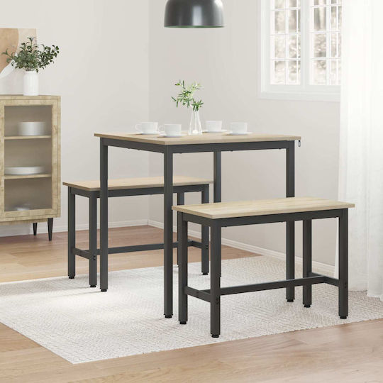 Sonoma Dining Room Table Wooden with Metal Frame Grey 70x70x75cm