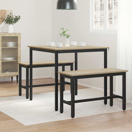 vidaXL Sonoma Dining Room Table Wooden with Metal Frame Grey 80x80x75cm