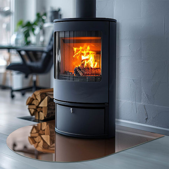 Glasbasis Vorne Kamin Gehärtetes Glas Design Braun 80x70 cm