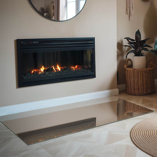 Tempered Glass Plate Front Fireplace Decoration Brown 140x70 Cm