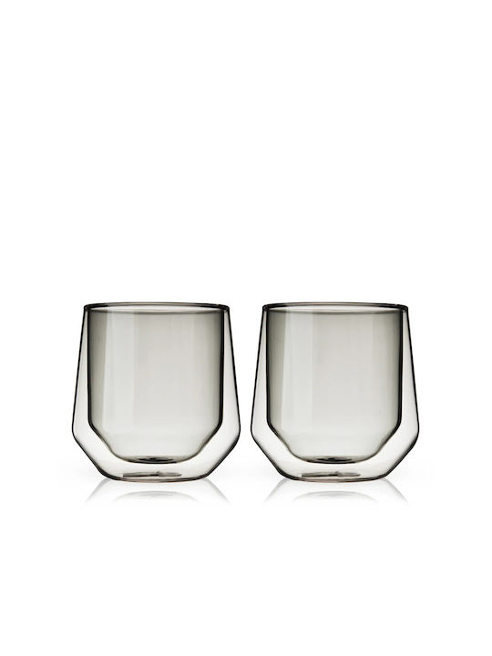 Aurora Set of Glasses Cocktail/Drinking / White Wine / Coffee/Freddo made of Glass in Gray Color 266ml 2pcs