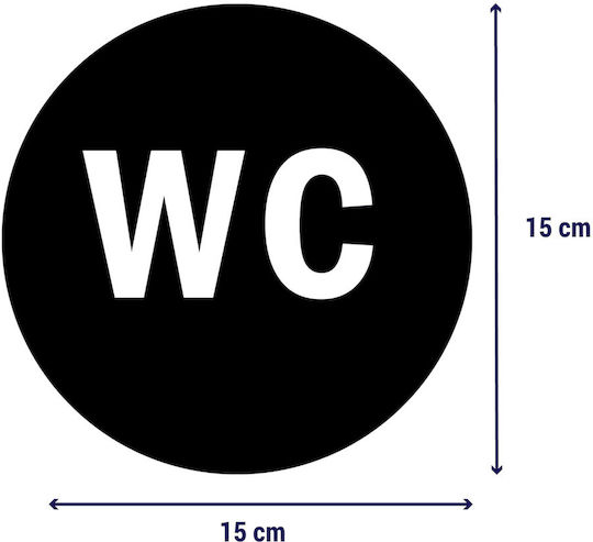 Wc – Στρογγύλη Πινακίδα Σήμανσης Μεταλλο-μαυρο-χρωμα