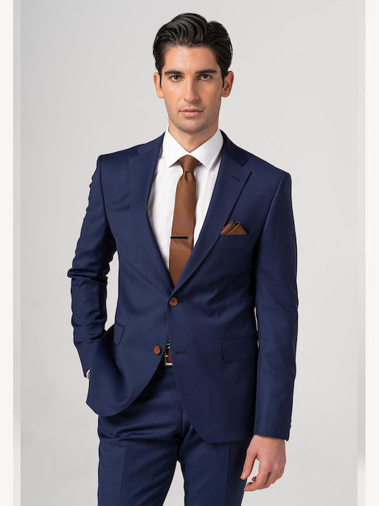 Men's Suit with Vest Slim Fit Blue