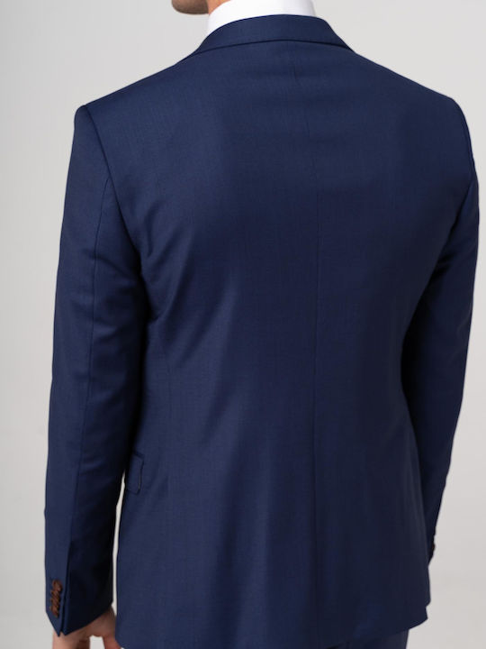 Men's Suit with Vest Slim Fit Blue