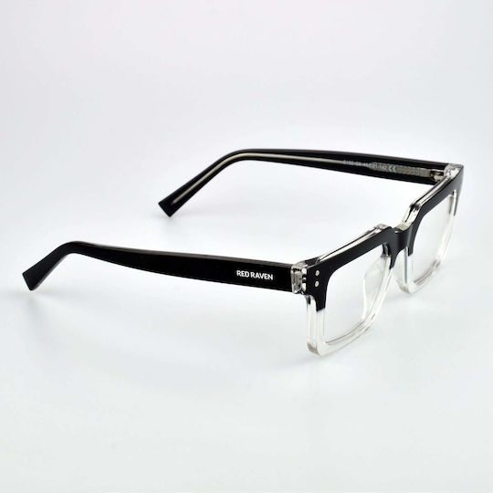 Blue Light Blocking Glasses Red Raven Series R Half Black