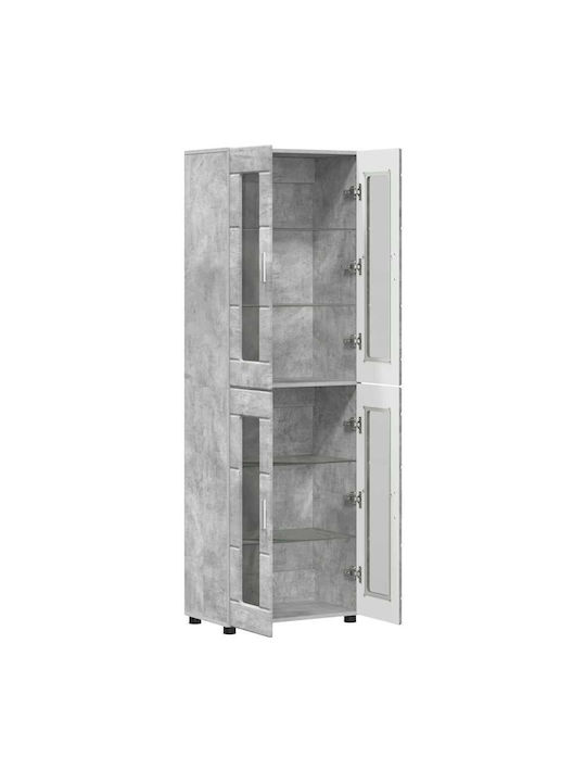 vidaXL Wohnzimmer Vitrine aus Spanplatte mit Verglasung Grau 60x35x182cm
