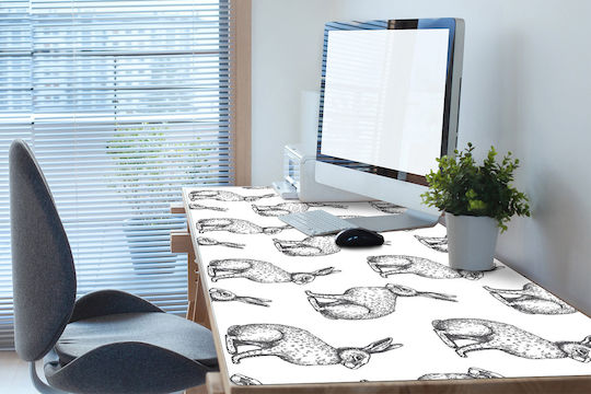 Desk Protector Keyboard Mouse White Rabbits 100x50 Cm