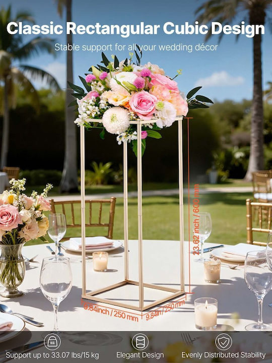 Wedding Flower Base Vevor 10 Pieces Flower Base Column 60cm Flower Bases Hidden Screw Rectangular Cubic Florist Shelf Wedding Party Birthday Home Gold Centerpiece Bases