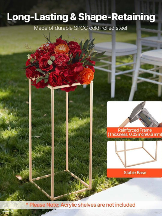 Wedding Flower Base Vevor 10 Pieces Flower Base Column 60cm Flower Bases Hidden Screw Rectangular Cubic Florist Shelf Wedding Party Birthday Home Gold Centerpiece Bases