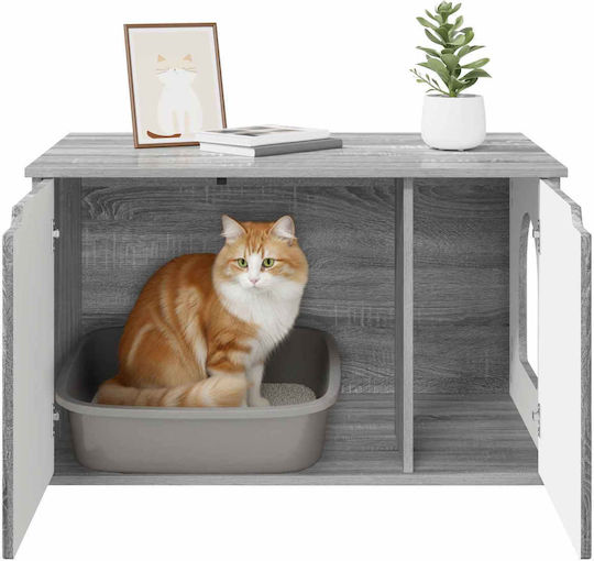 Vidaxl Casă Pentru Pisici Gri Sonoma 85 X 55 X 53,5 Cm Lemn Prelucrat