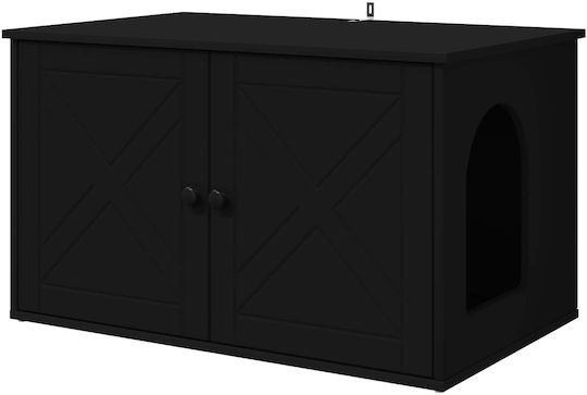 Vidaxl Σπίτι Γάτας Μαύρο 85 X 55 X 50,5 Εκ Επεξεργασμένο Ξύλο